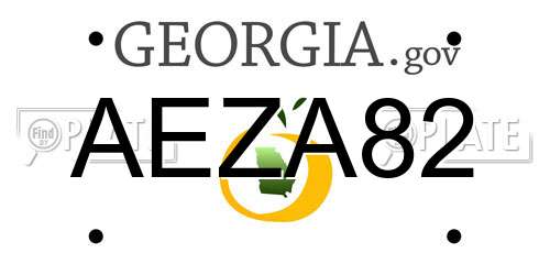 AEZA82 Georgia License Plate