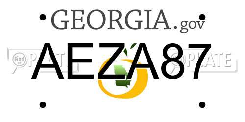 AEZA87 Georgia License Plate