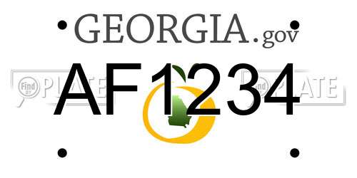 AF1234 Georgia License Plate