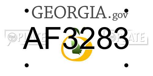 AF3283 Georgia License Plate