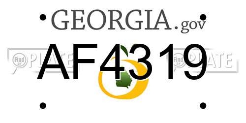 AF4319 Georgia License Plate