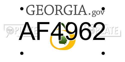 AF4962 Georgia License Plate