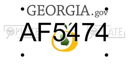 AF5474 Georgia License Plate