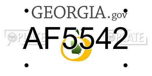 AF5542 Georgia License Plate