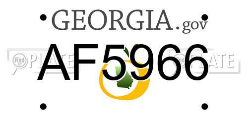 AF5966 Georgia License Plate