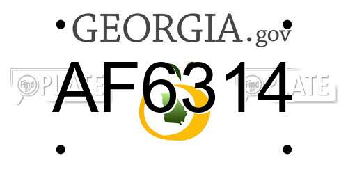 AF6314 Georgia License Plate