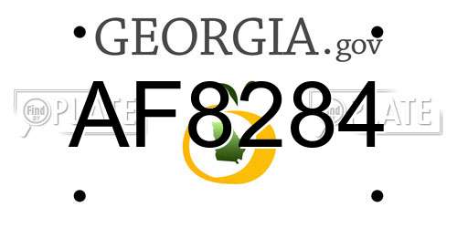 AF8284 Georgia License Plate