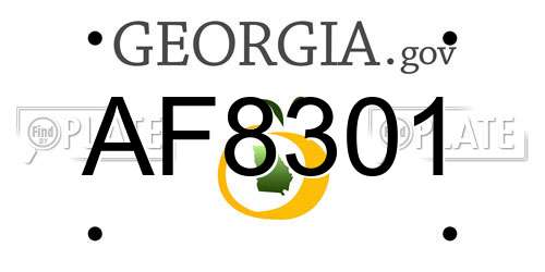 AF8301 Georgia License Plate