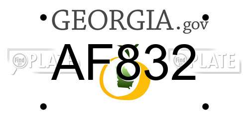 AF832 Georgia License Plate