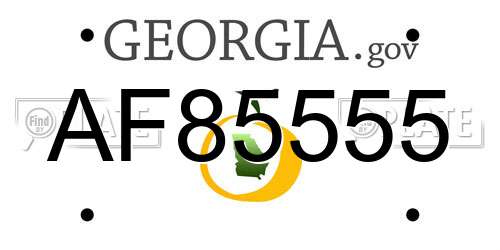 AF85555 Georgia License Plate