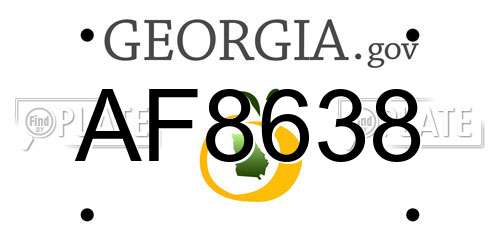 AF8638 Georgia License Plate