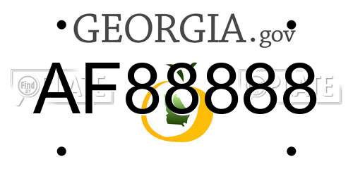 AF88888 Georgia License Plate