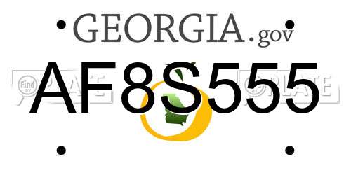 AF8S555 Georgia License Plate