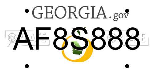AF8S888 Georgia License Plate