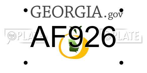 AF926 Georgia License Plate