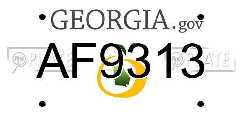AF9313 Georgia License Plate