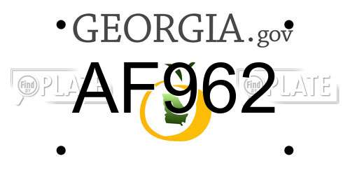 AF962 Georgia License Plate