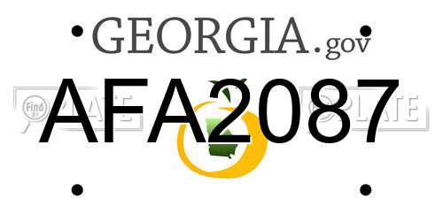 AFA2087 Georgia License Plate