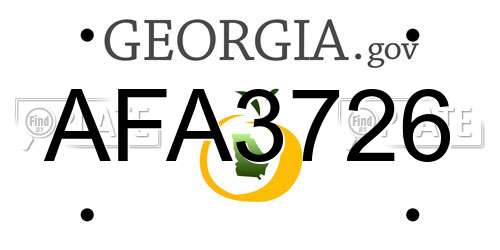 AFA3726 Georgia License Plate