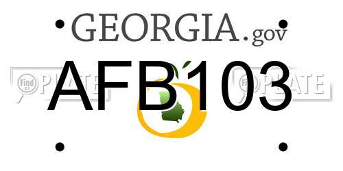 AFB103 Georgia License Plate