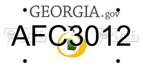AFC3012 Georgia License Plate