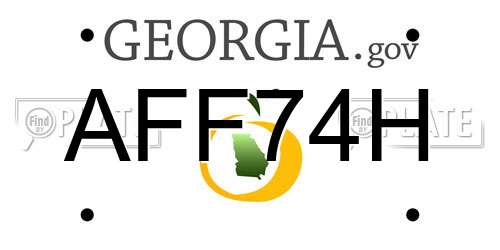 AFF74H Georgia License Plate