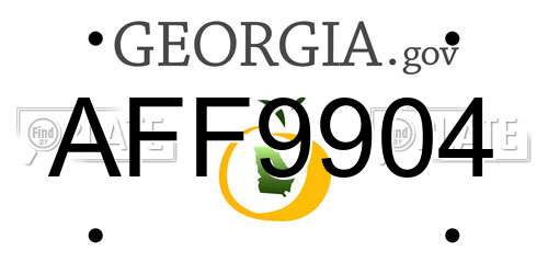 AFF9904 Georgia License Plate
