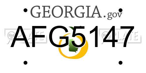 AFG5147 Georgia License Plate