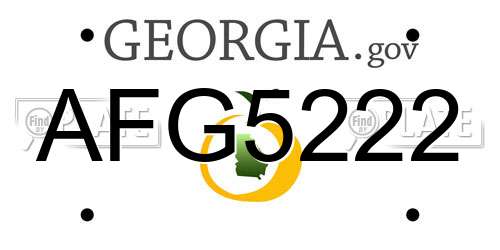 AFG5222 Georgia License Plate