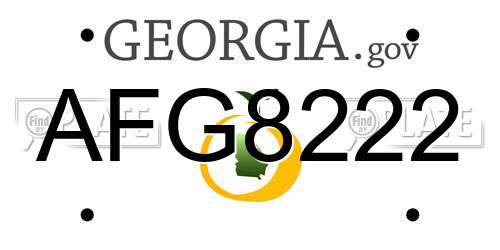 AFG8222 Georgia License Plate