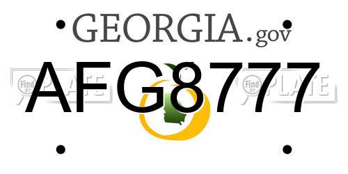 AFG8777 Georgia License Plate