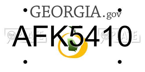 AFK5410 Georgia License Plate