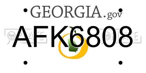 AFK6808 Georgia License Plate