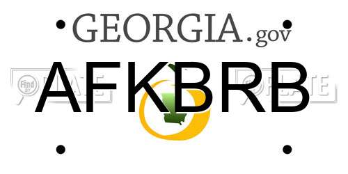 AFKBRB Georgia License Plate