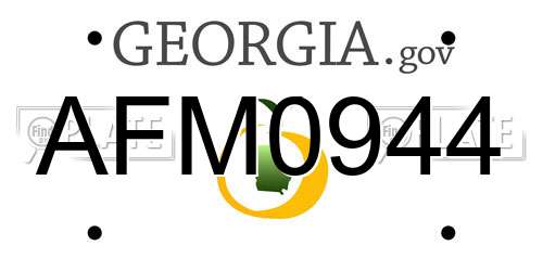 AFM0944 Georgia License Plate