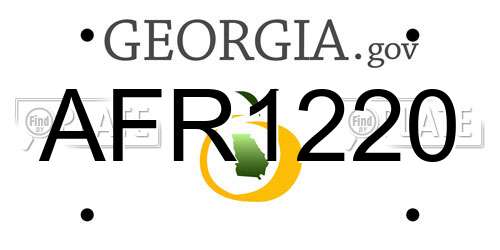 AFR1220 Georgia License Plate