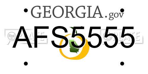 AFS5555 Georgia License Plate