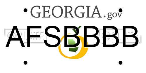 AFSBBBB Georgia License Plate