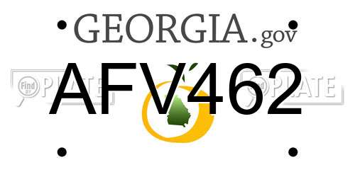 AFV462 Georgia License Plate