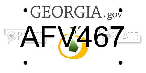 AFV467 Georgia License Plate