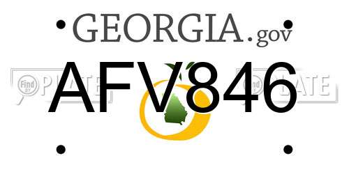 AFV846 Georgia License Plate