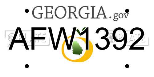 AFW1392 Georgia License Plate