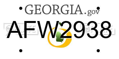 AFW2938 Georgia License Plate