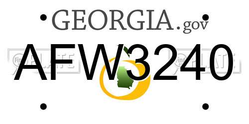 AFW3240 Georgia License Plate