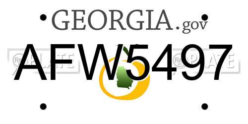 AFW5497 Georgia License Plate