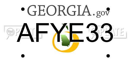 AFYE33 Georgia License Plate