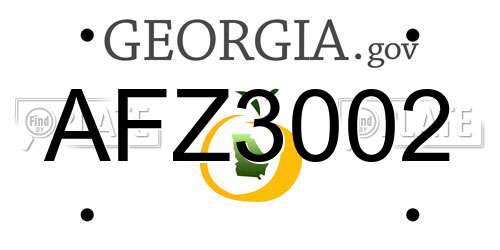 AFZ3002 Georgia License Plate