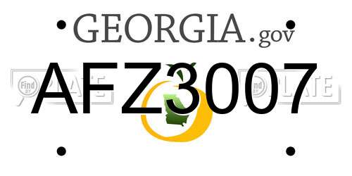 AFZ3007 Georgia License Plate