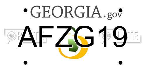 AFZG19 Georgia License Plate