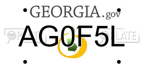 AG0F5L Georgia License Plate
